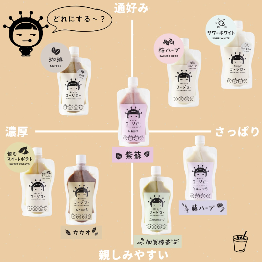 糀シロップ 8つの味の比較表