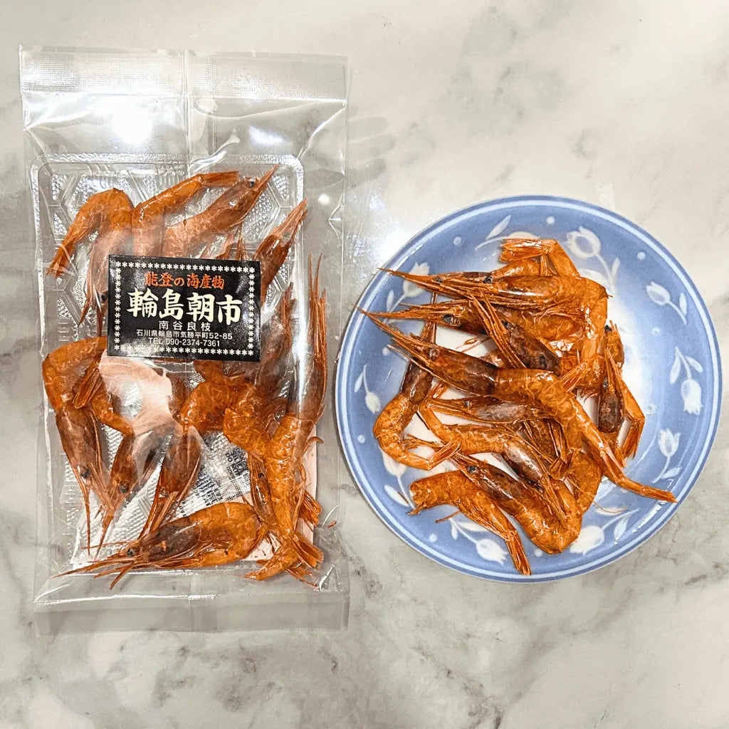 能登でしか買えないおつまみギフトセット・甘エビ干し・盛り付け例