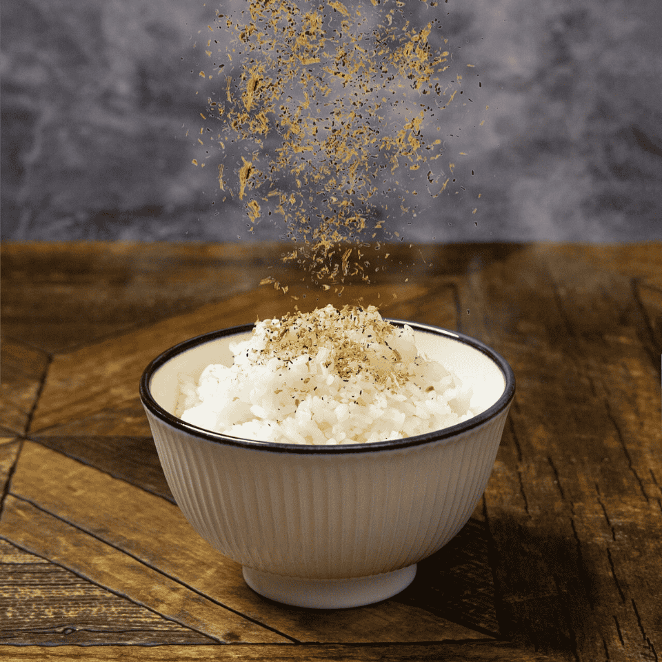 梅しそとろろ昆布ふりかけ、盛り付け例。能登でしか買えないお土産