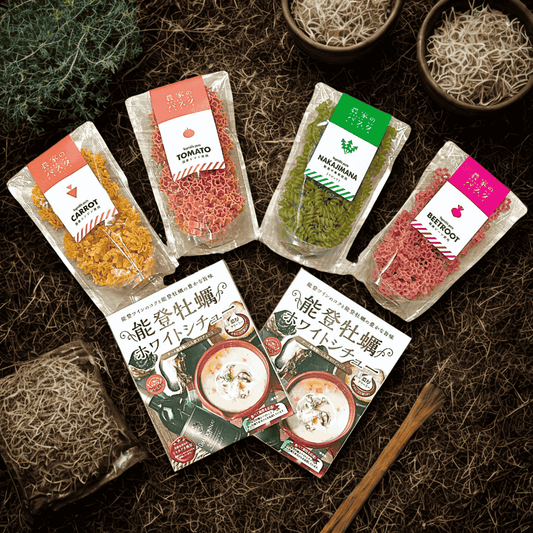 農家のパスタと能登牡蠣ホワイトシチュー。能登でしか買えないお土産ギフト。おしゃれなプレゼントとして大人気です。