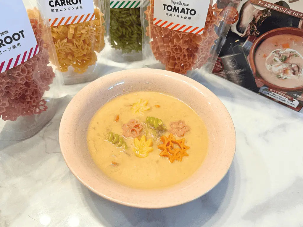 能登でしか買えないお土産ギフト・農家のパスタ・能登牡蠣ホワイトシチューのギフトセット・盛り付け例・調理例・内祝い・贈答品・プレゼントに人気です。