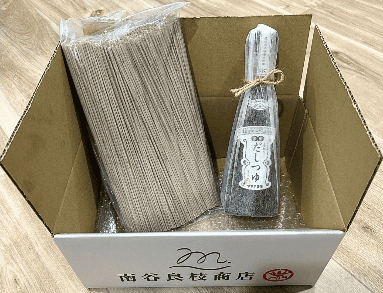 かじめうどん、だしつゆ付き、ギフトセットの商品構成