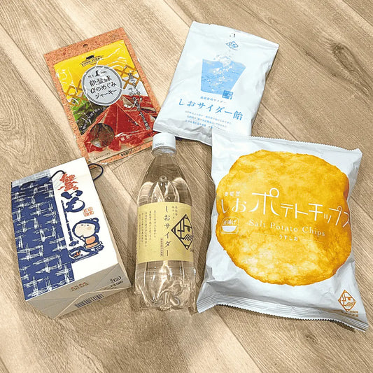 能登でしか買えないお土産・能登のいも・しおサイダー・しおポテトチップス・しおサイダー飴・能登豚ジャーキー