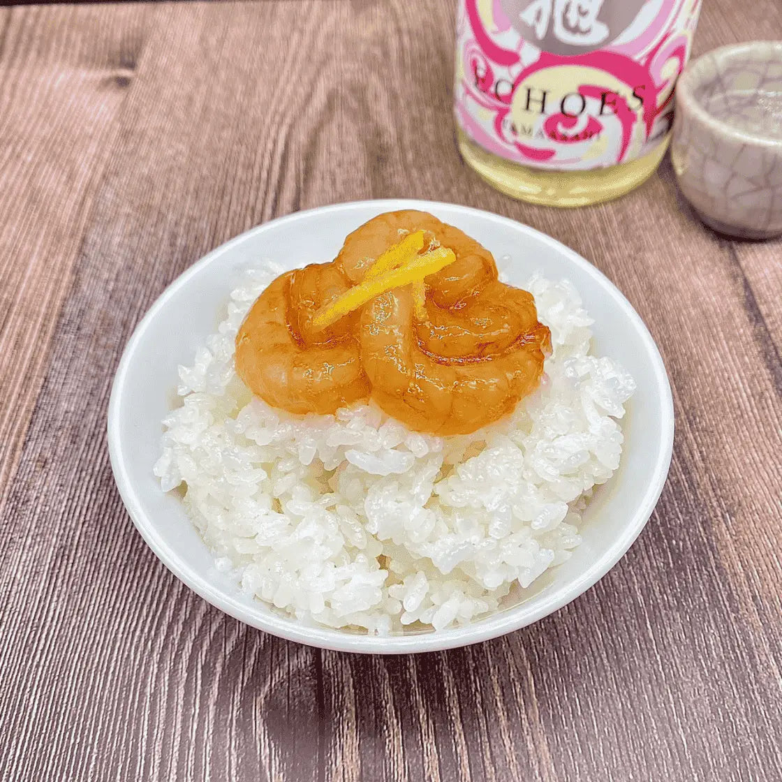 甘エビの醤油漬け・盛り付け例・手作業で仕上げた奇跡の逸品・解凍するだけで美味しく召し上がれます。